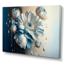 Designart Ice Blue Daisy III Canvas Wall Art