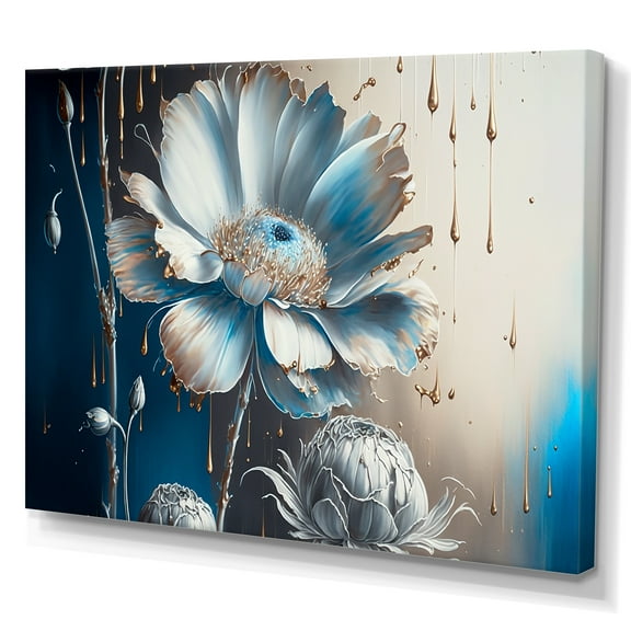 Designart Ice Blue Daisy IV Canvas Wall Art