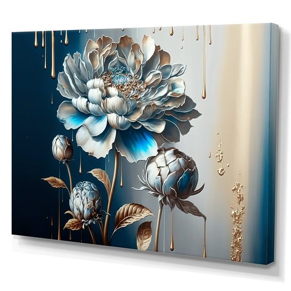 Designart Ice Blue Zinnia Flowers Canvas Wall Art