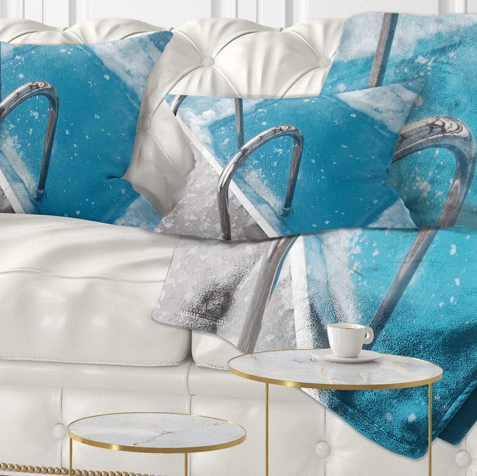 Designart Ice Swimming Blue Pool - Photography Throw Pillow - 12x20