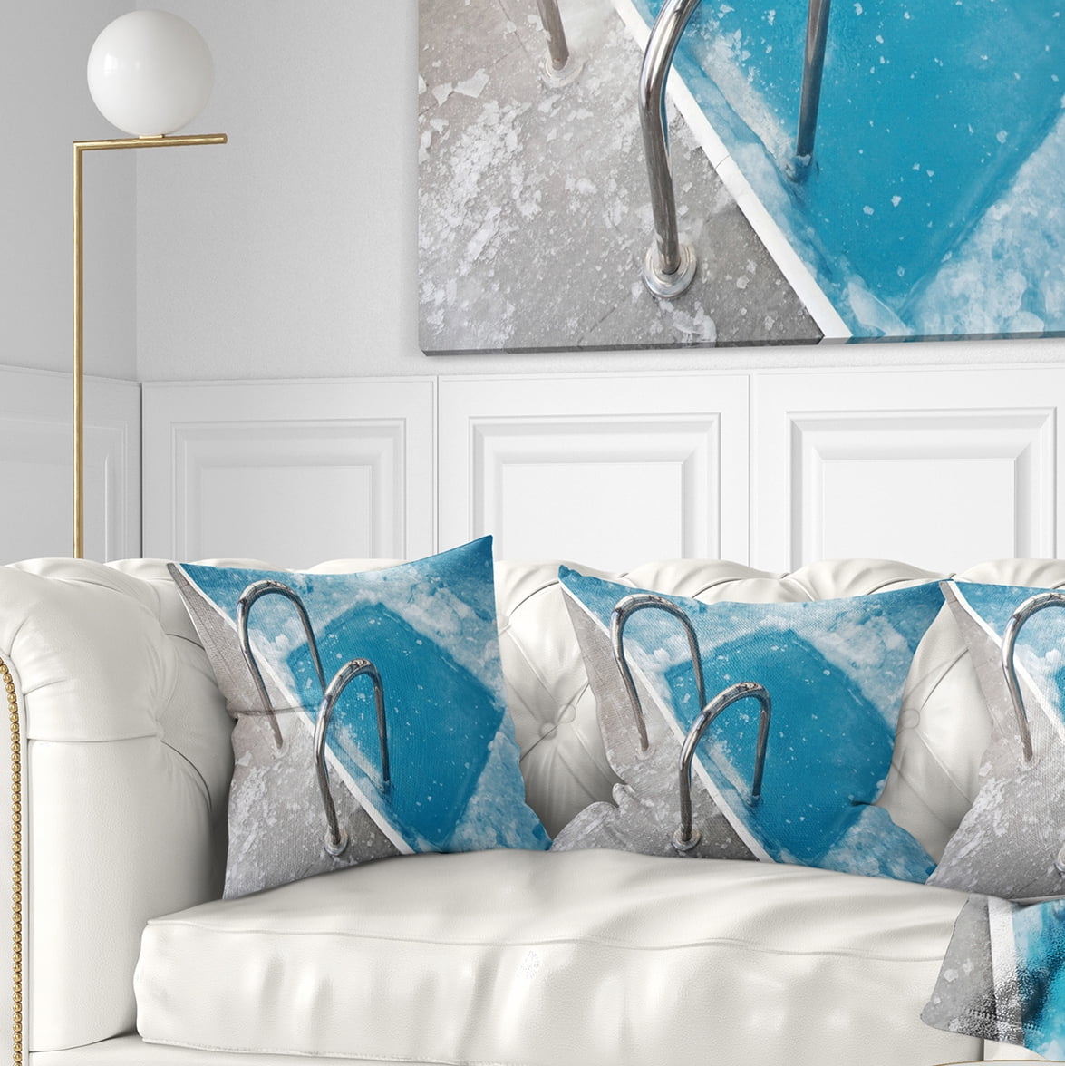 Designart Ice Swimming Blue Pool - Photography Throw Pillow - 16x16