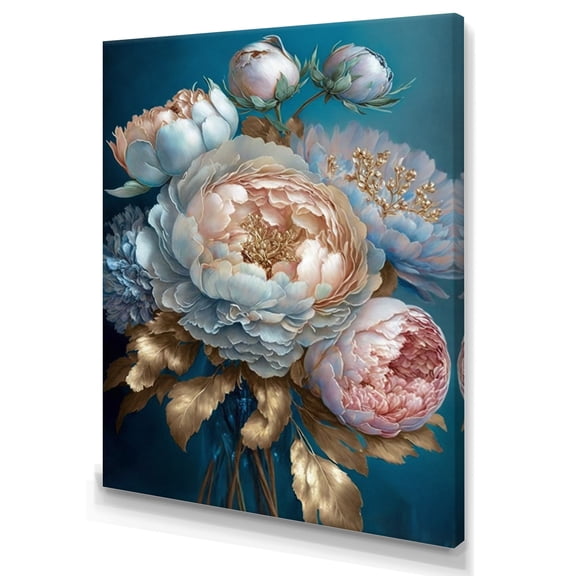 Designart Ice Tone Floral Bouquet Canvas Wall Art