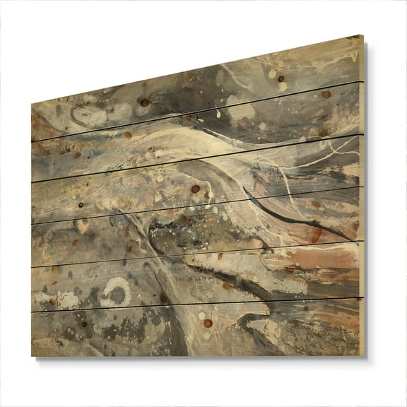 Designart 'Ice and Fire Minerals I' Farmhouse Print on Natural Pine Wood