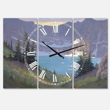 Designart 'Iceberg Lake' Large Traditional Wall Clock