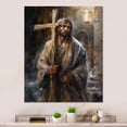 thumbnail image 1 of Designart "Iconic Jesus with Cross III" Religious Landscape Metal Art Living Room, 1 of 1