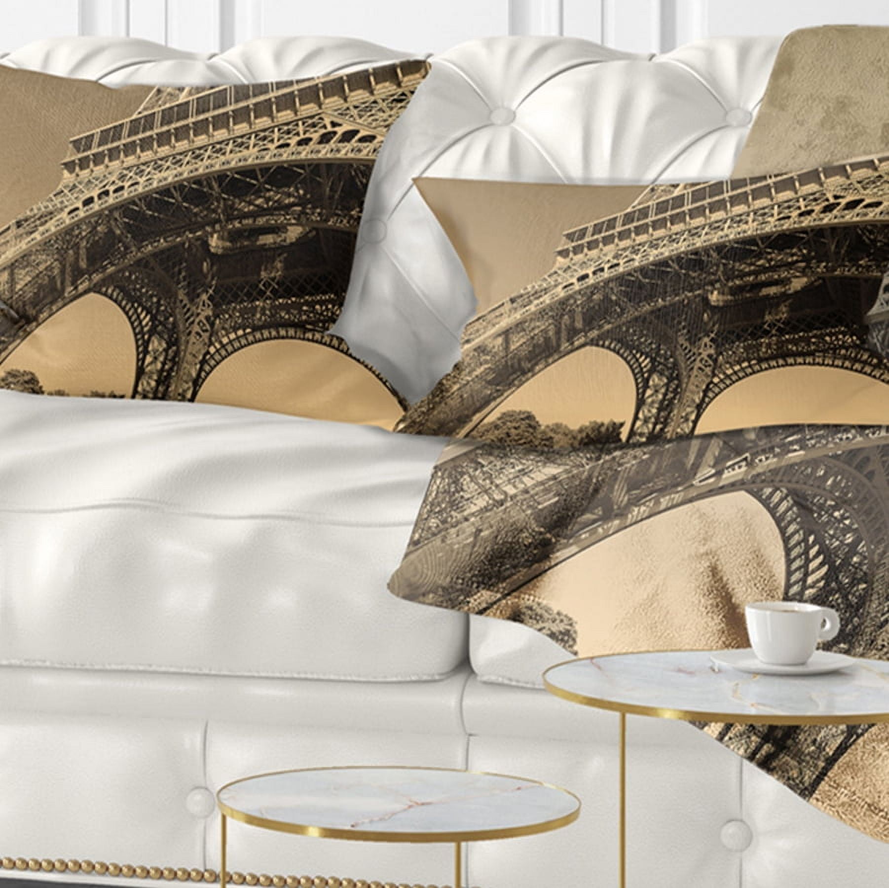 Designart Iconic Paris Paris Eiffel TowerSide View from Ground - Cityscape Throw Pillow - 12x20