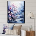 thumbnail image 1 of Designart "Icy Blue River Scene" Snow Floater Framed Wall Art Living Room, 1 of 5