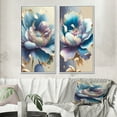 thumbnail image 1 of Designart "Icy Blue and Purple Watercolor Blossom I" Floral Framed Wall Art Set Of 2 - Blue Floral Gallery Wall Frame Set For Home Decor, 1 of 7