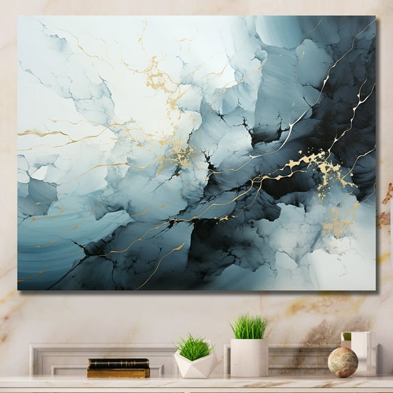 Designart "Icy Floral Elegance III" Abstract Shapes Canvas Prints