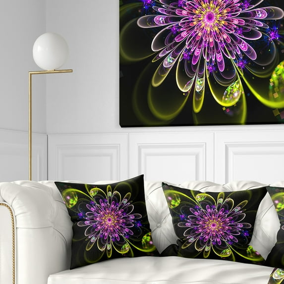 Designart Ideal Digital Art Flower in Purple Yellow - Floral Throw Pillow - 18x18