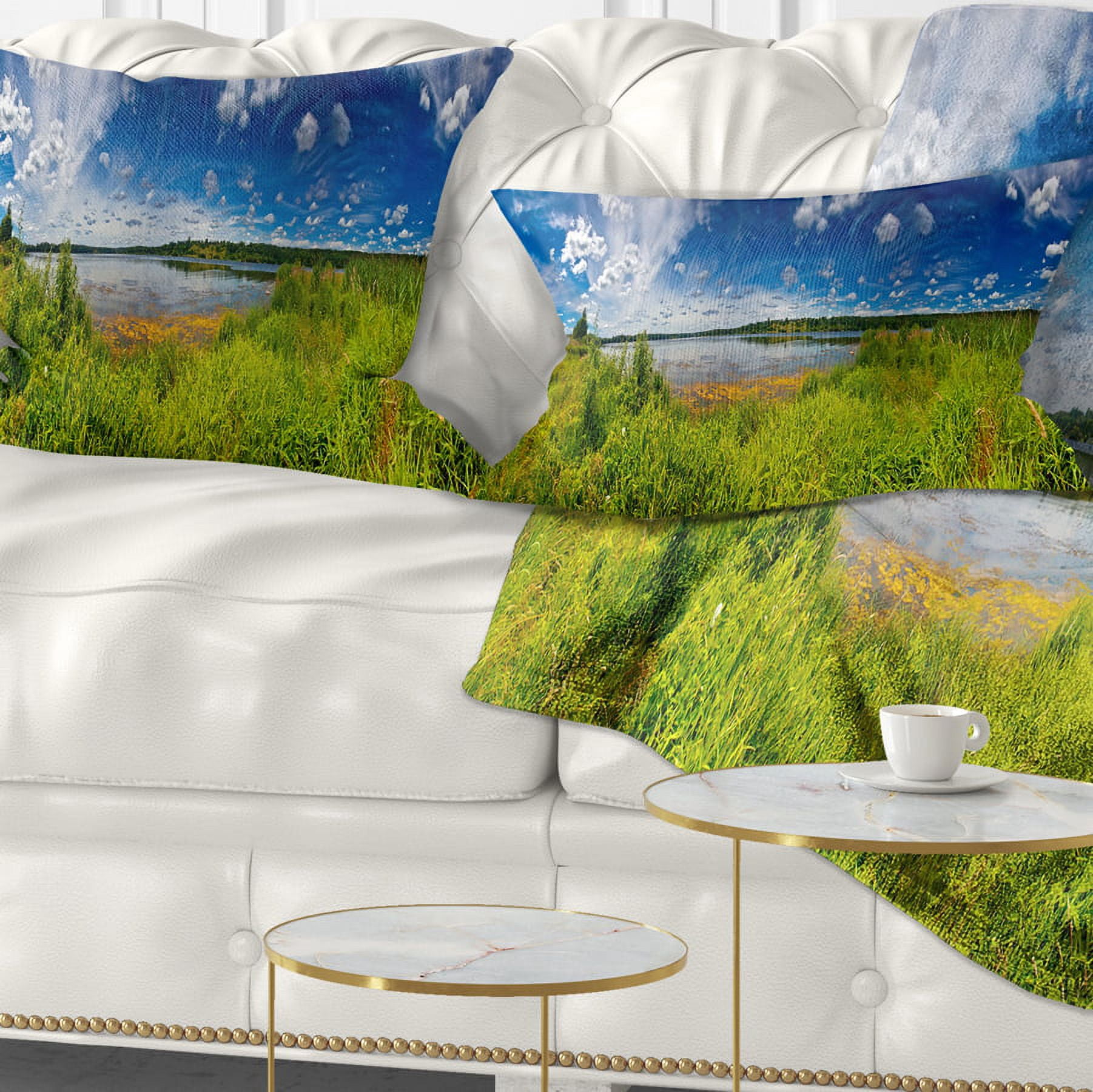 Designart Ideal Summer Meadow Panorama - Landscape Printed Throw Pillow - 12x20