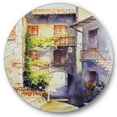thumbnail image 1 of Designart 'Idyllic and Rustic Italian VIllage' Country Circle Metal Wall Art 11x11 - Disc of 11, 1 of 5