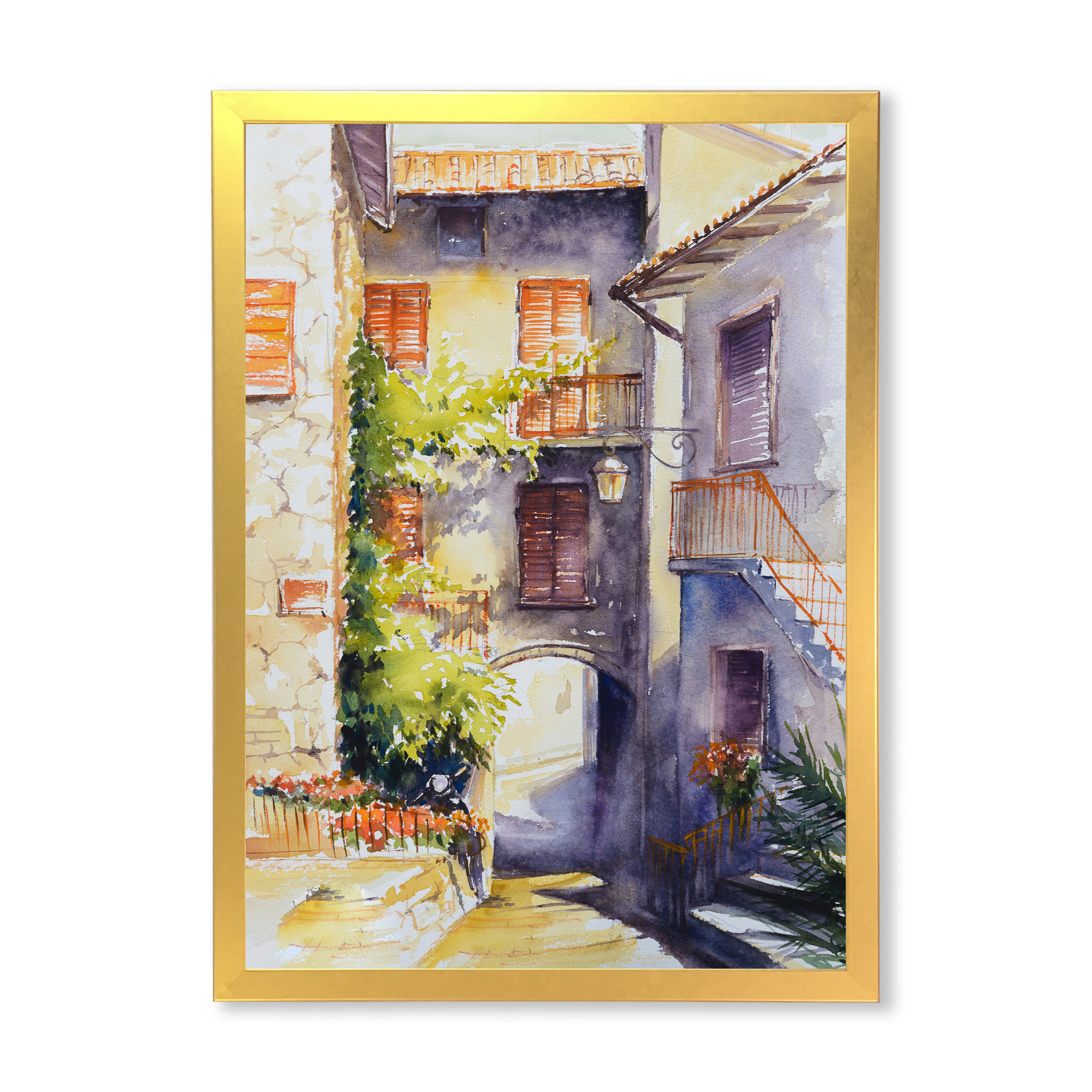 Designart 'Idyllic and Rustic Italian VIllage' Country Framed Art Print