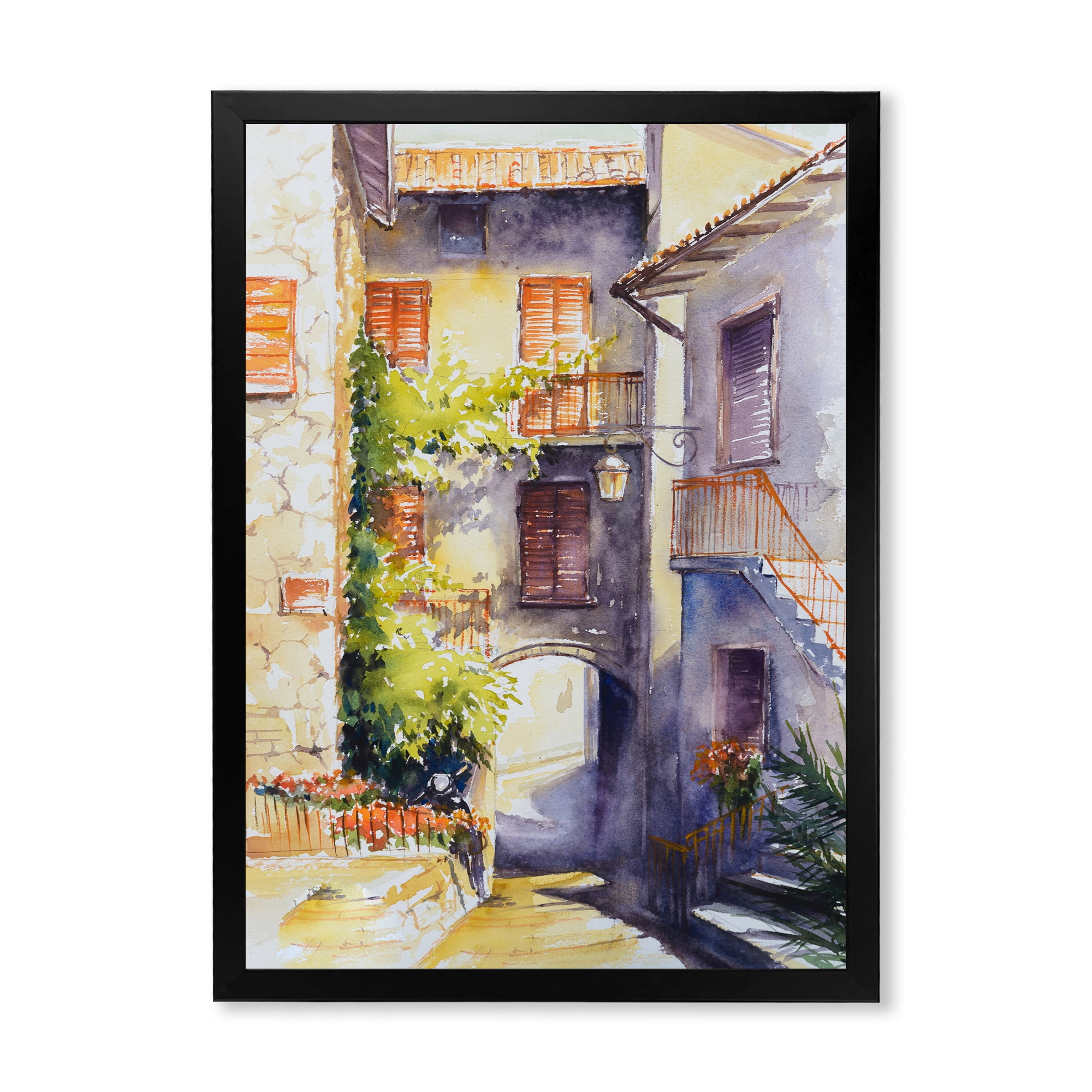Designart 'Idyllic and Rustic Italian VIllage' Country Framed Art Print