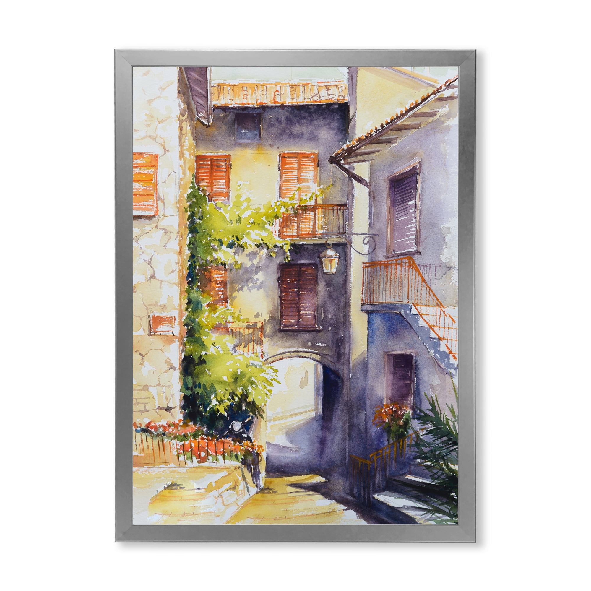 Designart 'Idyllic and Rustic Italian VIllage' Country Framed Art Print