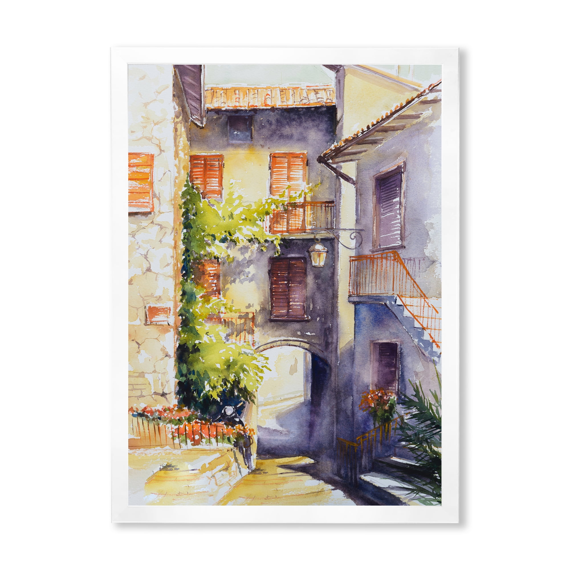 Designart 'Idyllic and Rustic Italian VIllage' Country Framed Art Print