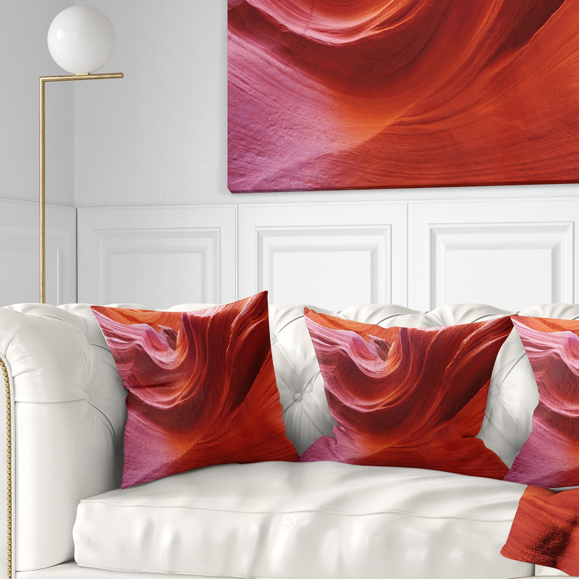 Designart Illuminated Antelope Canyon - Landscape Photo Throw Pillow - 18x18
