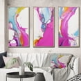 thumbnail image 1 of Designart "Illusions in Fluid II" Abstract Framed Wall Art Set Of 3 - Purple Abstract Frame Canvas Set For Living Room Decor, 1 of 7