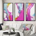 thumbnail image 1 of Designart "Illusions in Fluid II" Abstract Framed Wall Art Set Of 3 - Purple Abstract Frame Canvas Set For Living Room Decor, 1 of 7