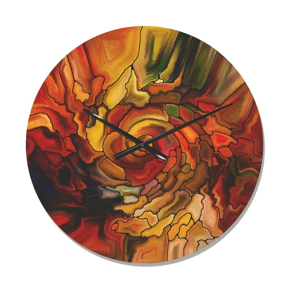 Designart 'Illusions of Rainbow Stained Glass ' Modern Wood Wall Clock