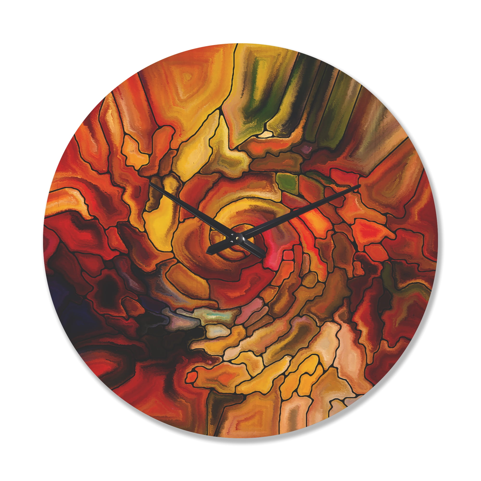 Designart 'Illusions of Rainbow Stained Glass ' Modern Wood Wall Clock