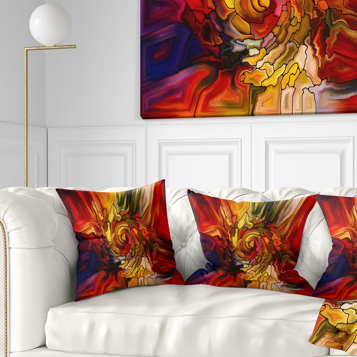 Designart Illusions of Stained Glass - Abstract Throw Pillow - 16x16