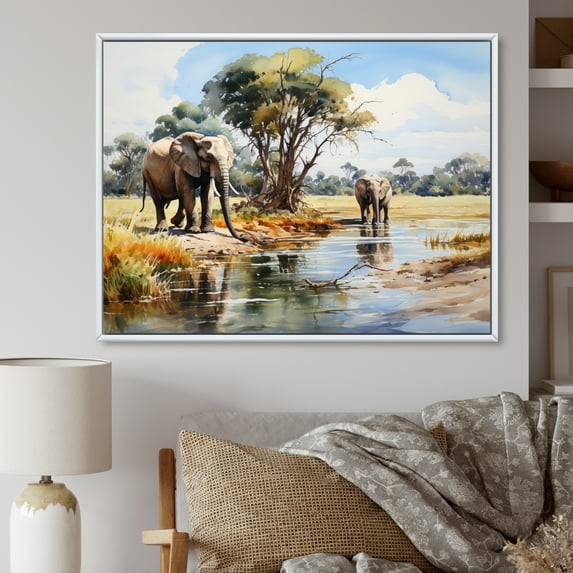 Designart "Illustrate Chobe Rhapsody wall art" Animals Floater Framed Wall Art Living Room