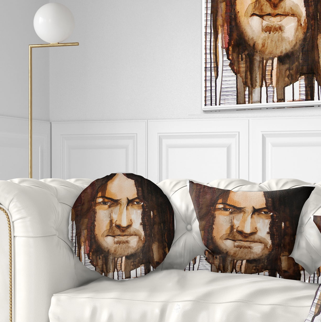 Designart Illustrated Handsome Guy - Abstract Portrait Throw Pillow - 12x20