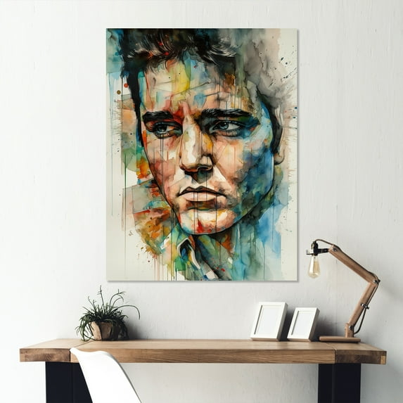 Designart "Illustration of Celebrity Elvis" Celebrity Metal Wall Art Prints