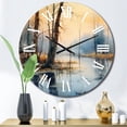 thumbnail image 1 of Designart "Illustration of a Summer Lake Landscape IV" Landscapes Oversized Wall Clock, 1 of 5