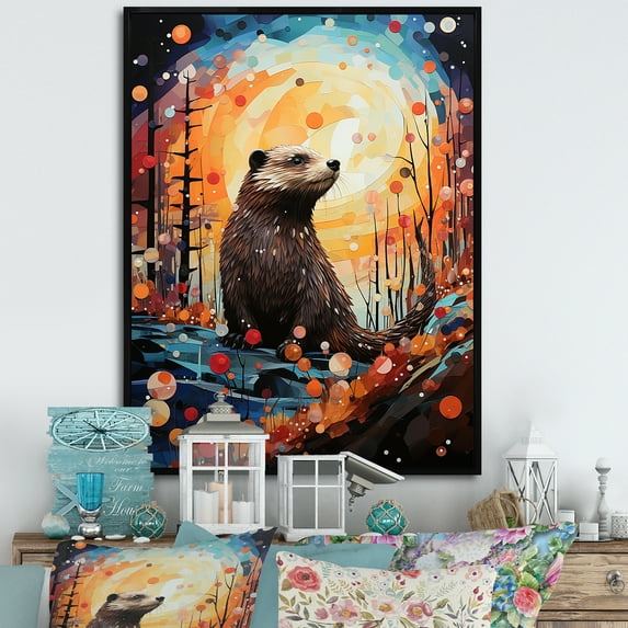 Designart "Imaginary Beaver Woodland" Animals Beaver Floater Framed Wall Decor