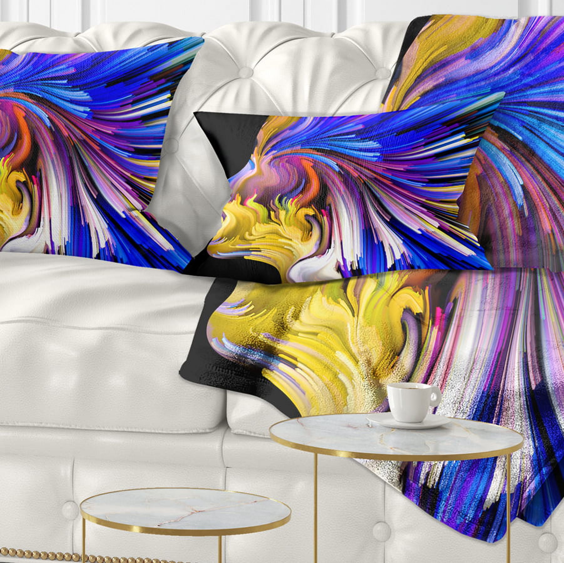 Designart Imagination in Blue - Abstract Throw Pillow - 12x20
