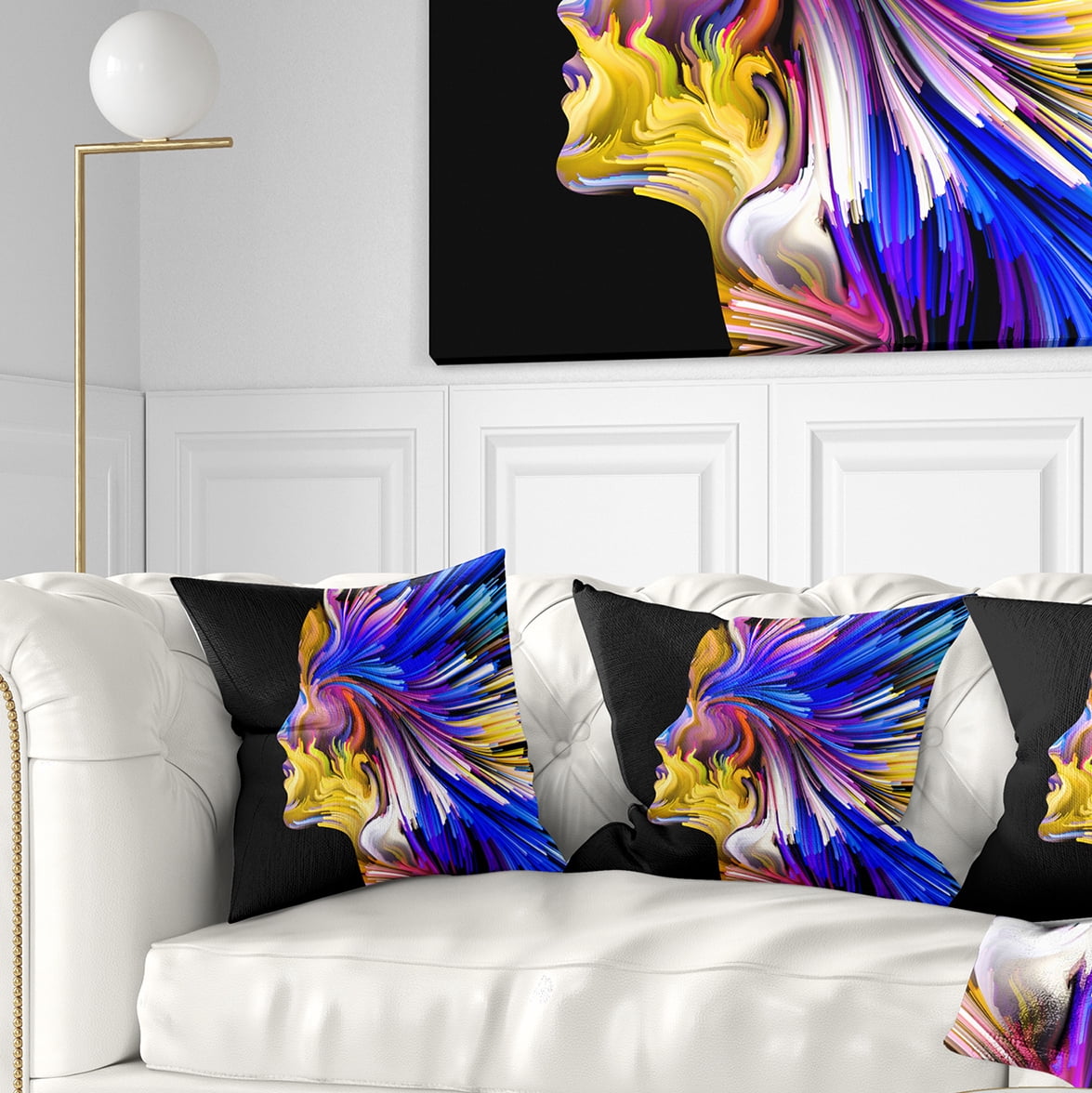 Designart Imagination in Blue - Abstract Throw Pillow - 16x16