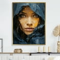 thumbnail image 1 of Designart "Iman In Blue Indigo Portrait" Boho Woman Floater Framed Canvas Wall Art, 1 of 5