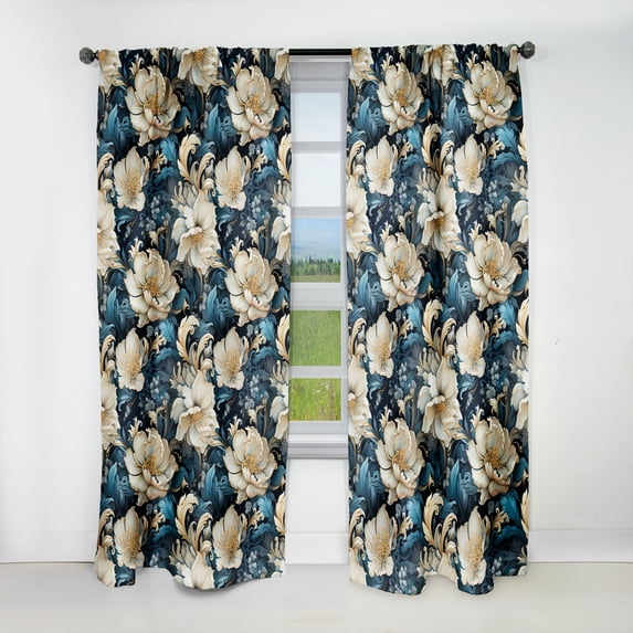 Designart "Imperial Paisley Flora" Damask Blackout Curtain Single Panel