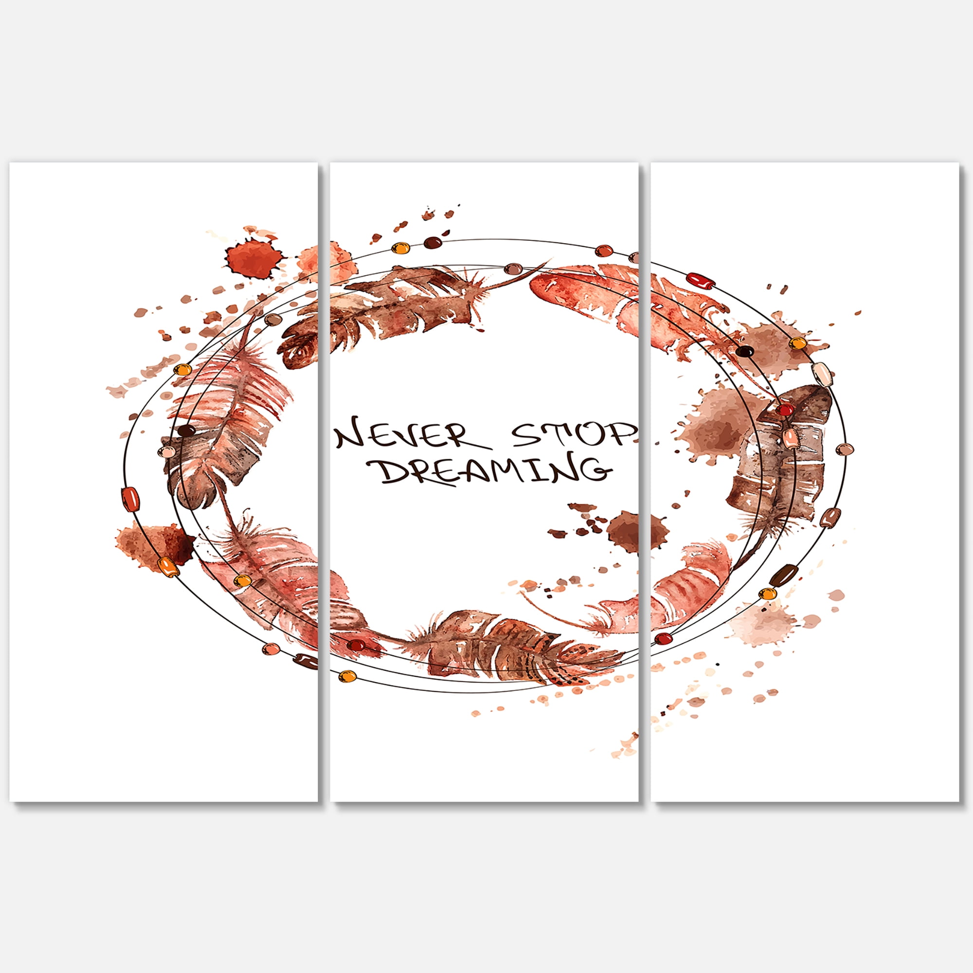 Designart ' Impression Of Bird Feathers Wreath ' Traditional Canvas Wall Art Print