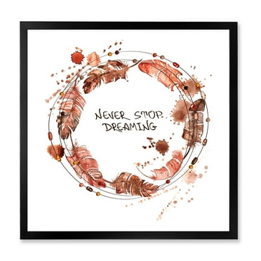 Designart 'Impression Of Bird Feathers Wreath' Traditional Framed Art Print