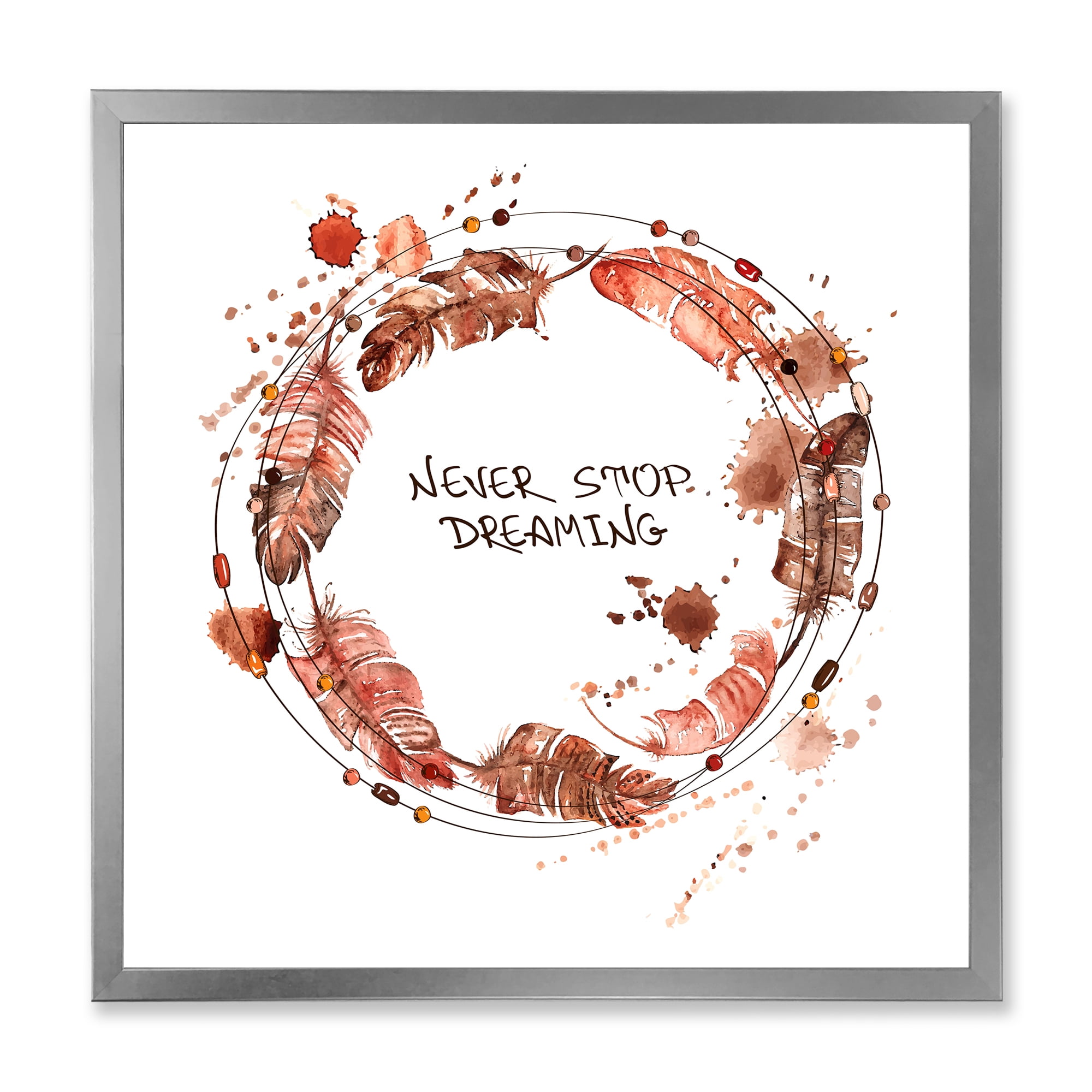 Designart 'Impression Of Bird Feathers Wreath' Traditional Framed Art Print