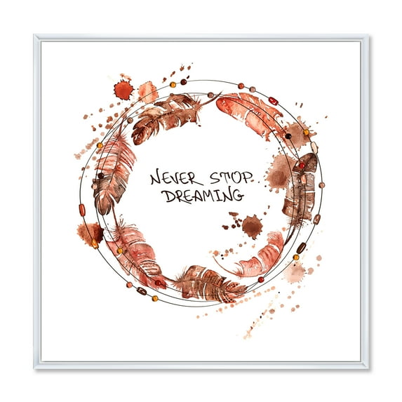 Designart 'Impression Of Bird Feathers Wreath' Traditional Framed Canvas Wall Art Print