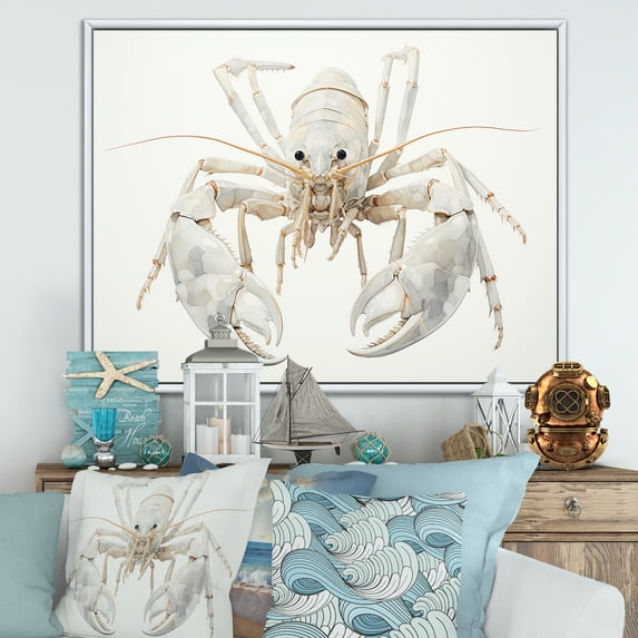 Designart "Impression Of Crayfish In Minimalism III" Crayfish Floater Framed Canvas Wall Art