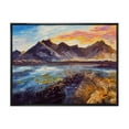 thumbnail image 1 of Designart 'Impression Pink Sunset Over The Mountains By The Sea' Nautical & Coastal Framed Canvas Wall Art Print, 1 of 5