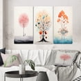 thumbnail image 1 of Designart "Impression of Solitude Minimal Watercolor Single Tree I" Landscape Trees Wall Art Set Of 3 - Trees Pink Canvas Set For Living Room Decor, 1 of 6