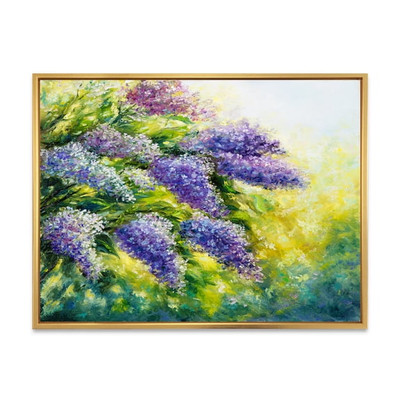 Designart 'Impressionism Lilac Tree In The Garden' Traditional Framed Canvas Wall Art Print