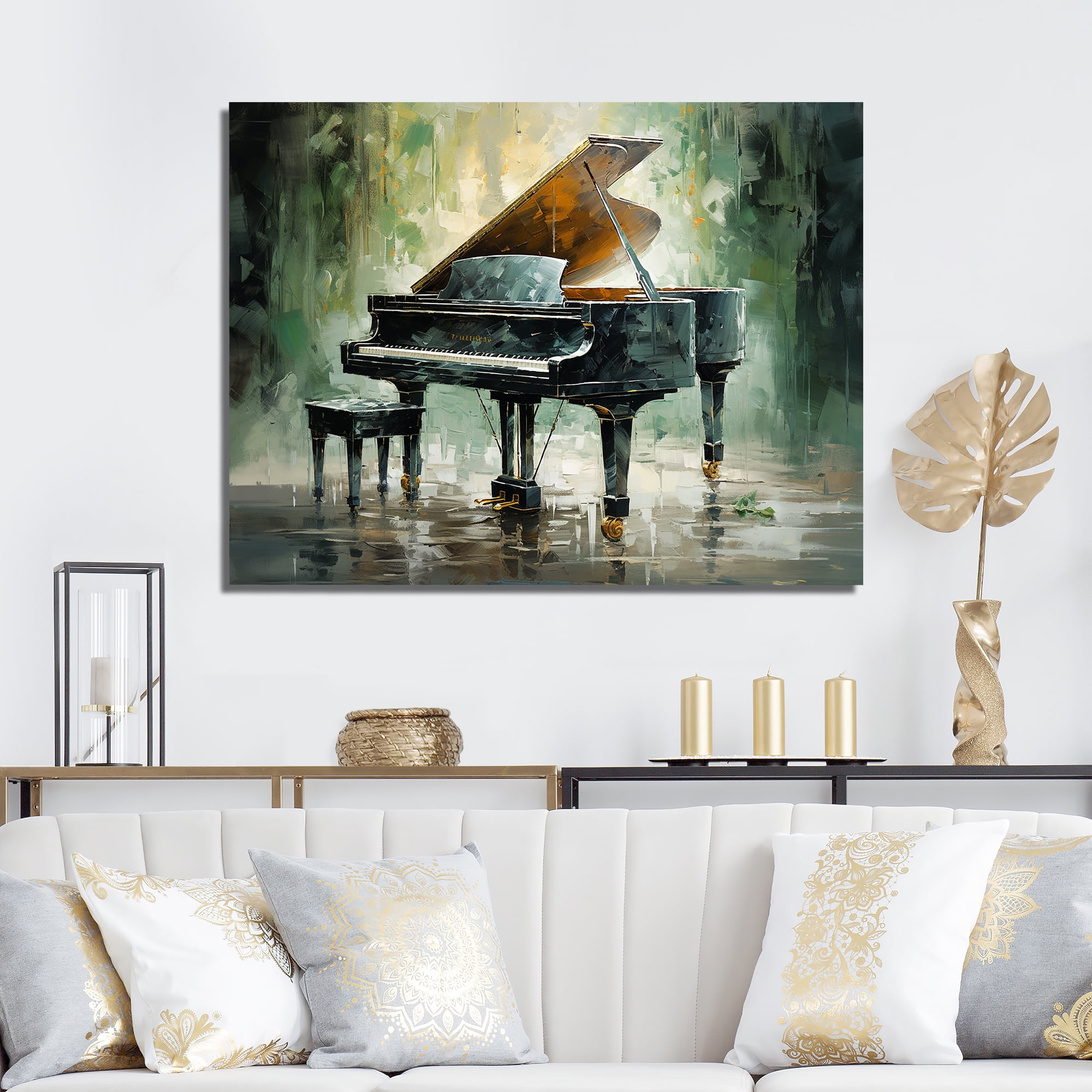 Designart Impressionist Green Piano Instrument Music Wall Art Prints Walmart