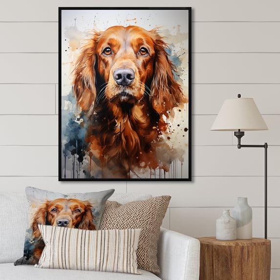Designart "Impressionist Irish Setter II" Animals Dog Floater Framed Canvas Wall Art