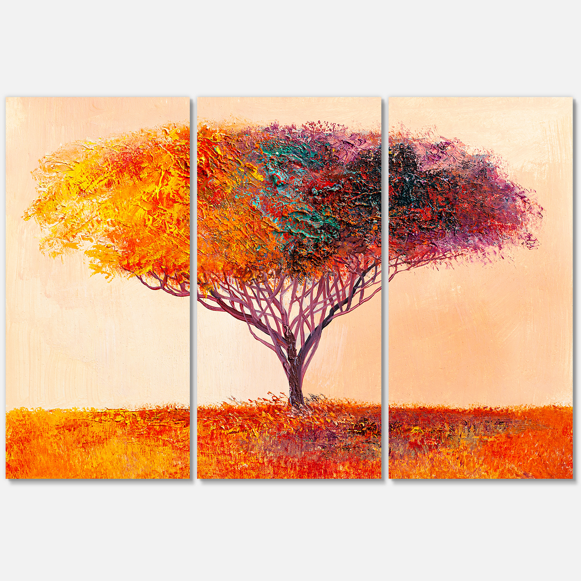Designart ' Impressionist Landscape Colorful Abstract Tree ' Modern Canvas Wall Art Print