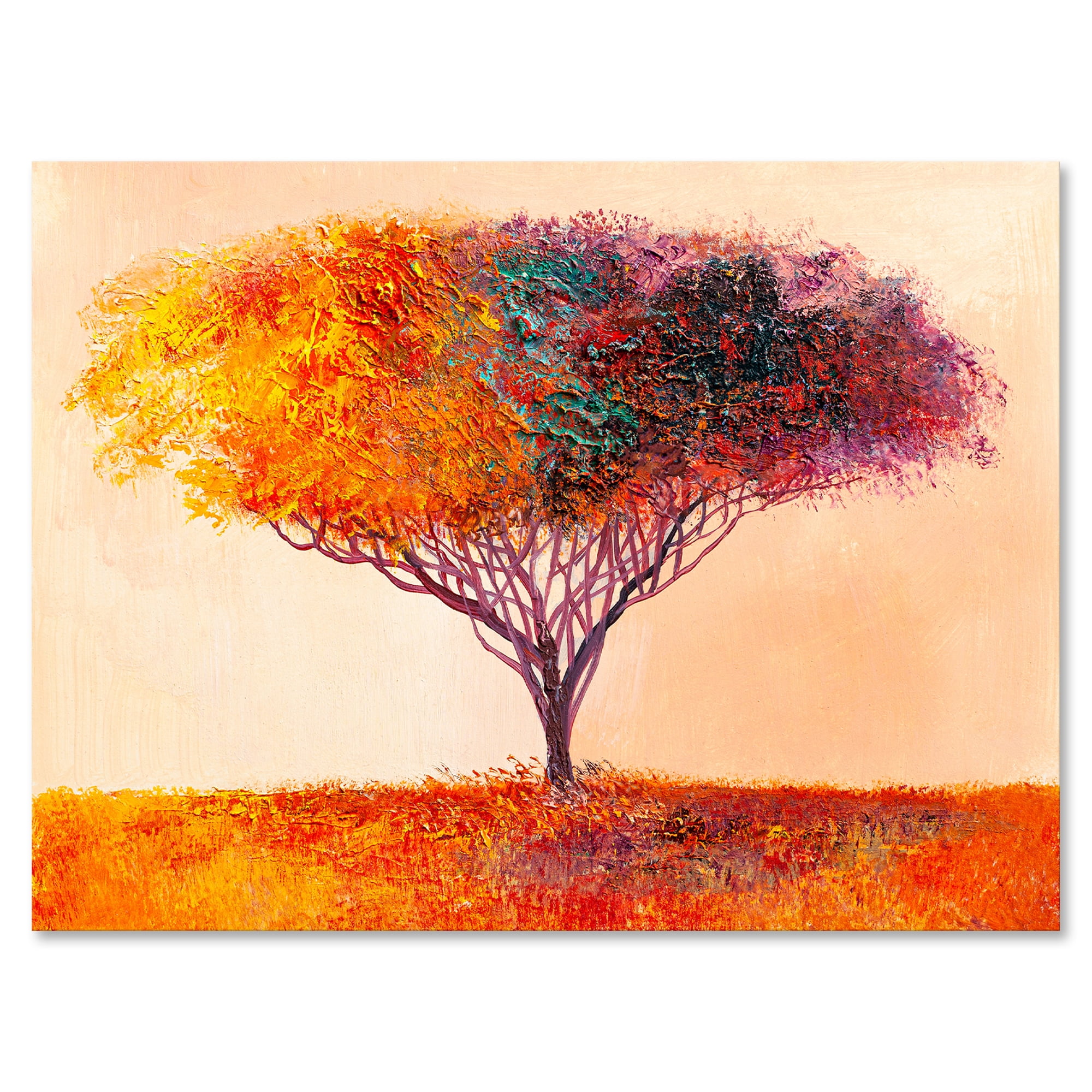 Designart ' Impressionist Landscape Colorful Abstract Tree ' Modern Canvas Wall Art Print