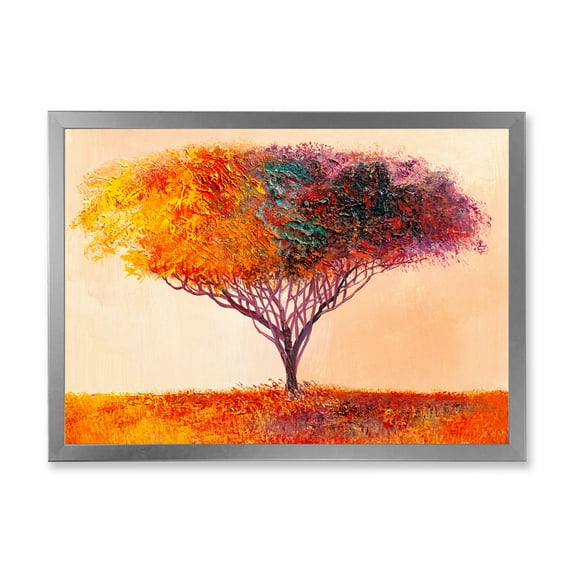 Designart 'Impressionist Landscape Colorful Abstract Tree' Modern Framed Art Print