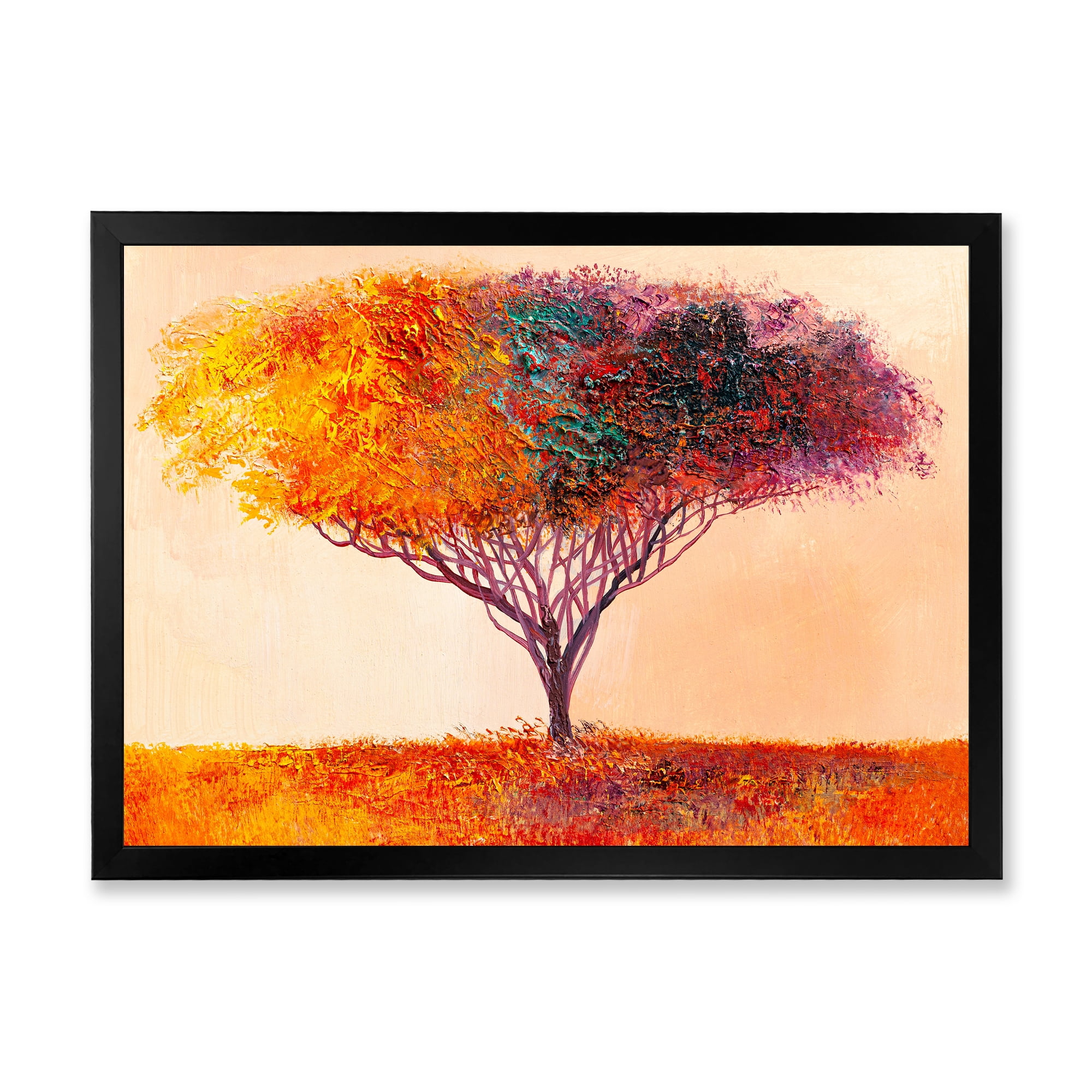 Designart 'Impressionist Landscape Colorful Abstract Tree' Modern Framed Art Print