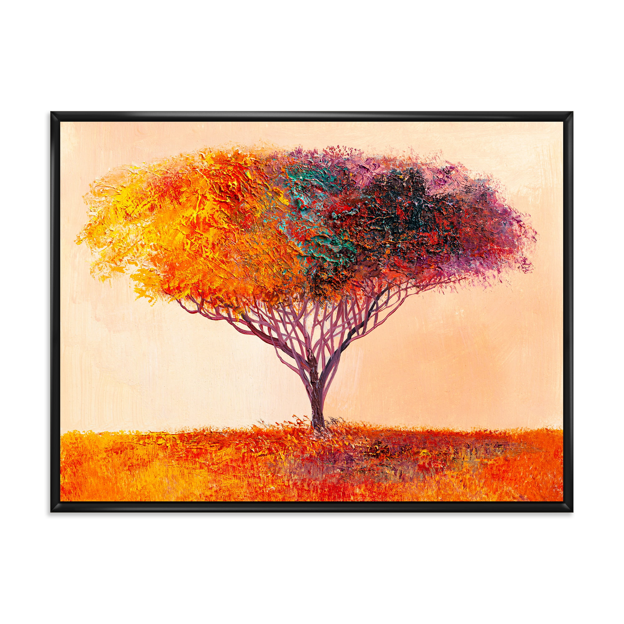 Designart 'Impressionist Landscape Colorful Abstract Tree' Modern Framed  Canvas Wall Art Print
